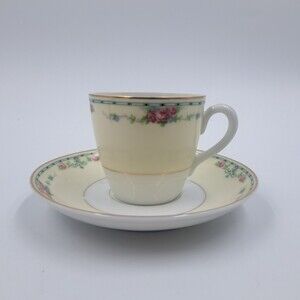 Vintage TK Thun Bohemia Czechoslovakia Rosewreath Teacup & Saucer Floral